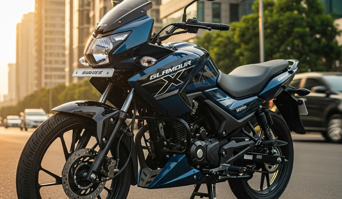 Hero Glamour X 2025 new model commuter bike with stylish black design, LED headlamp, alloy wheels and sporty look